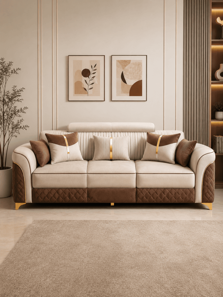 Custom beige sofa by Dream Wood Craft