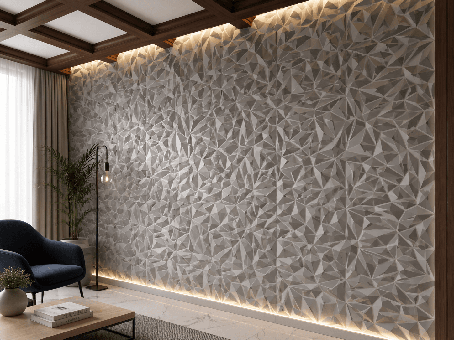 Contemporary grey textured PVC wall panel for interior wall decoration
