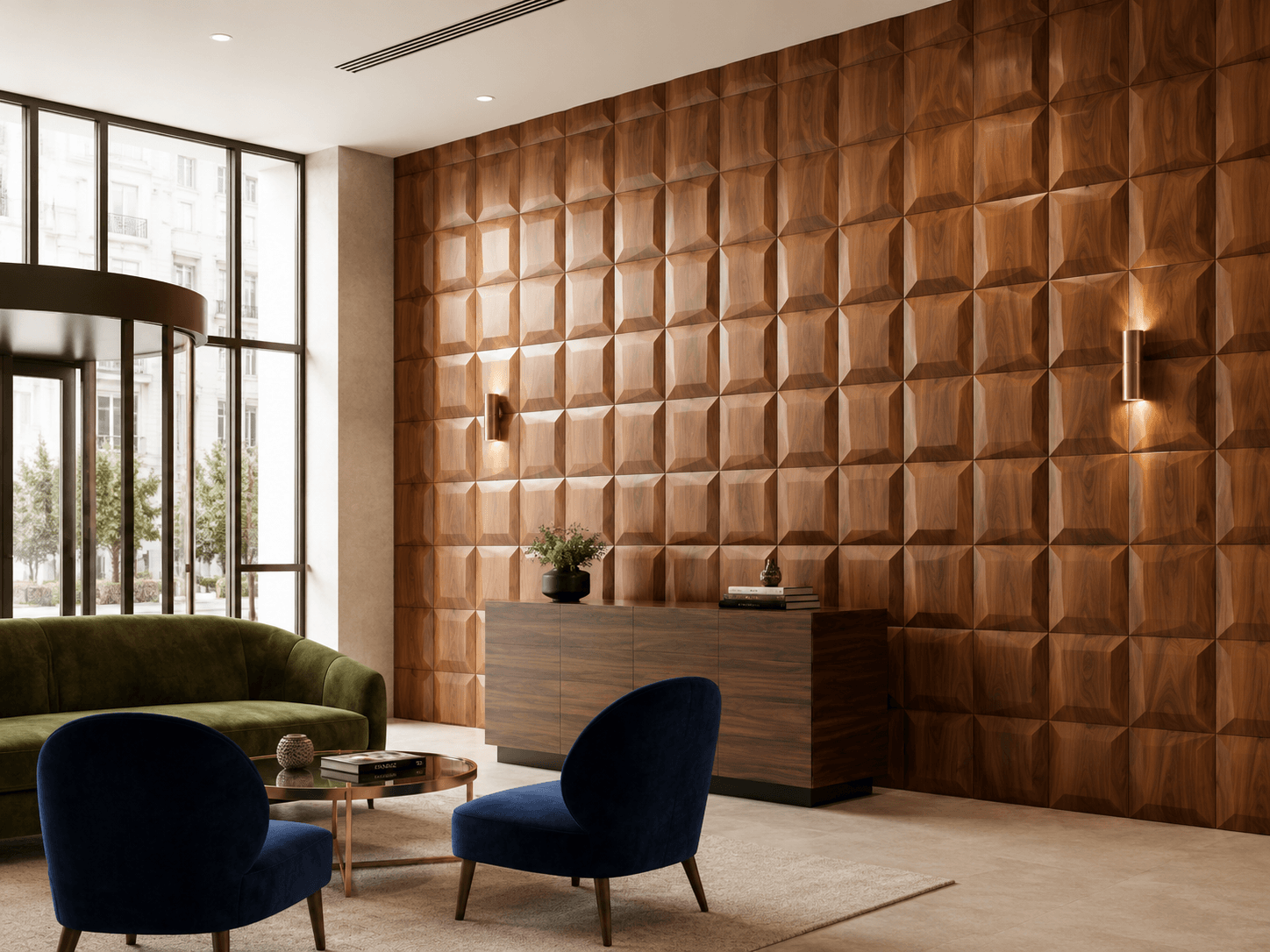 Brown padded style PVC wall panel design for luxury interiors